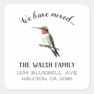 Ruby-throated Hummingbird change of address Square Sticker
