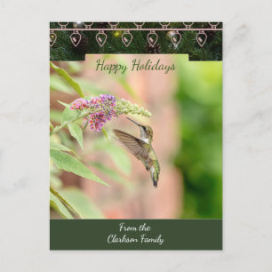 Ruby-throated hummingbird Christmas Card