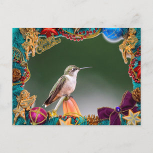 Ruby-throated hummingbird Christmas Card