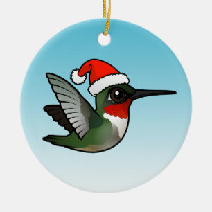 Ruby-throated Hummingbird Christmas Ceramic Tree Decoration