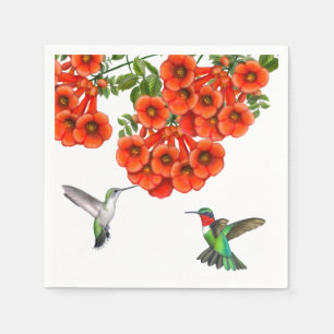 Ruby Throated Hummingbird Couple Napkins