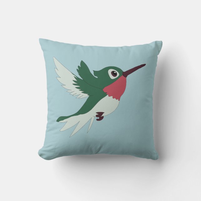 Ruby throated hummingbird cushion (Front)