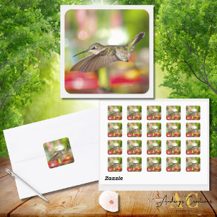 Ruby-Throated Hummingbird Design #118592 Square Sticker