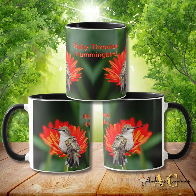 Ruby-Throated Hummingbird "Gerber Daisys" Mug (Creator Uploaded)