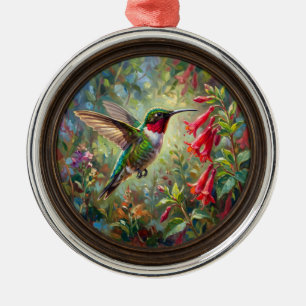 Ruby-throated Hummingbird Metal Tree Decoration