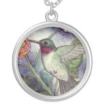 Ruby Throated Hummingbird Necklace
