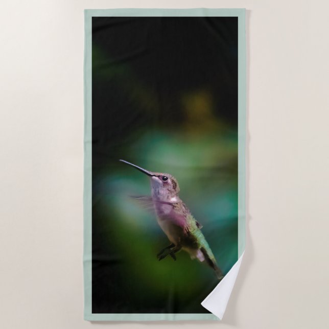 Ruby-throated Hummingbird - Original Photograph Beach Towel (Front)