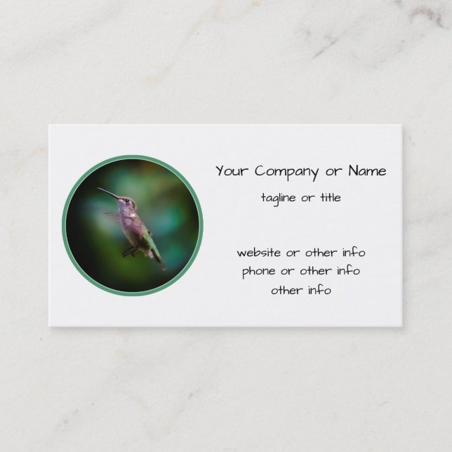 Ruby-throated Hummingbird - Original Photograph Business Card (Front)