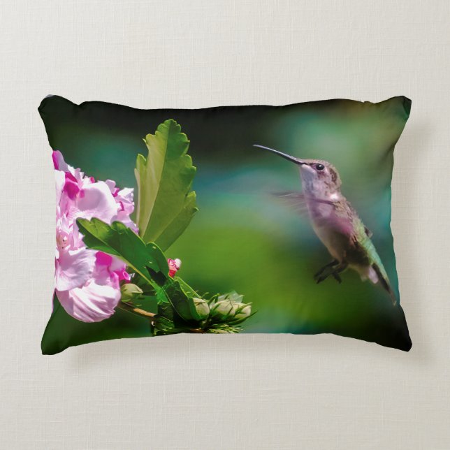 Ruby-throated Hummingbird - Original Photograph Decorative Cushion (Front)