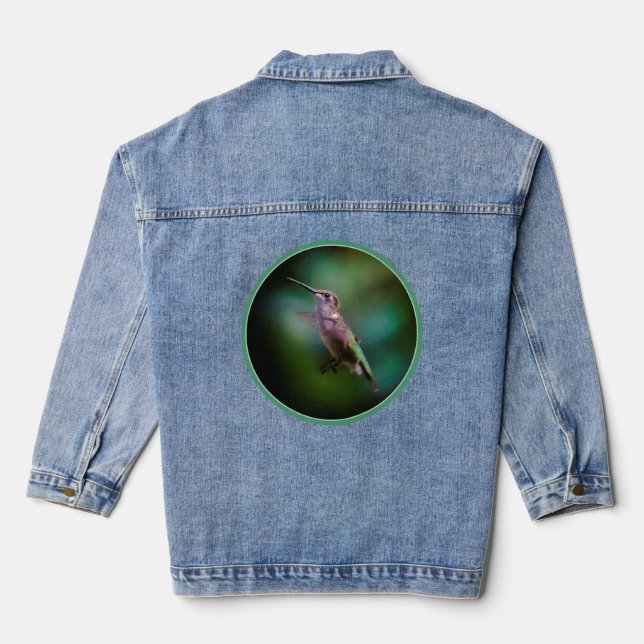 Ruby-throated Hummingbird - Original Photograph Denim Jacket (Back)