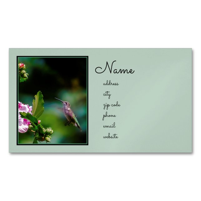 Ruby-throated Hummingbird - Original Photograph Magnetic Business Card (Front)