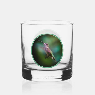 Ruby-throated Hummingbird - Original Photograph Whiskey Glass