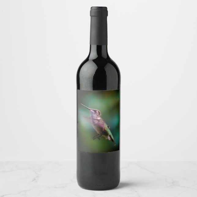 Ruby-throated Hummingbird - Original Photograph Wine Label (Front)