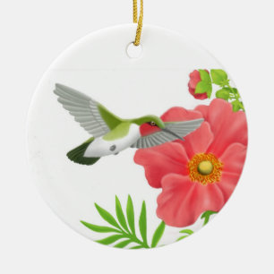 Ruby Throated Hummingbird Ornament