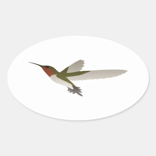 Ruby Throated Hummingbird Oval Sticker