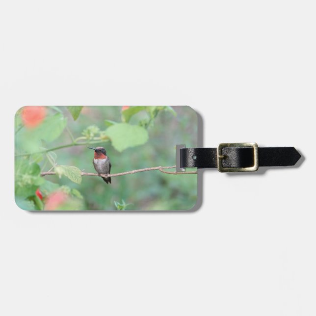 Ruby-Throated Hummingbird, Personalised  Luggage Tag (Front Horizontal)