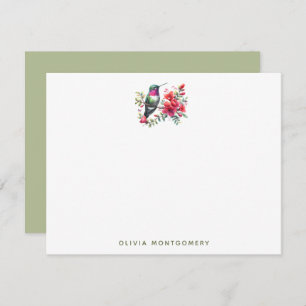 Ruby-Throated Hummingbird Red Flowers Personal Card