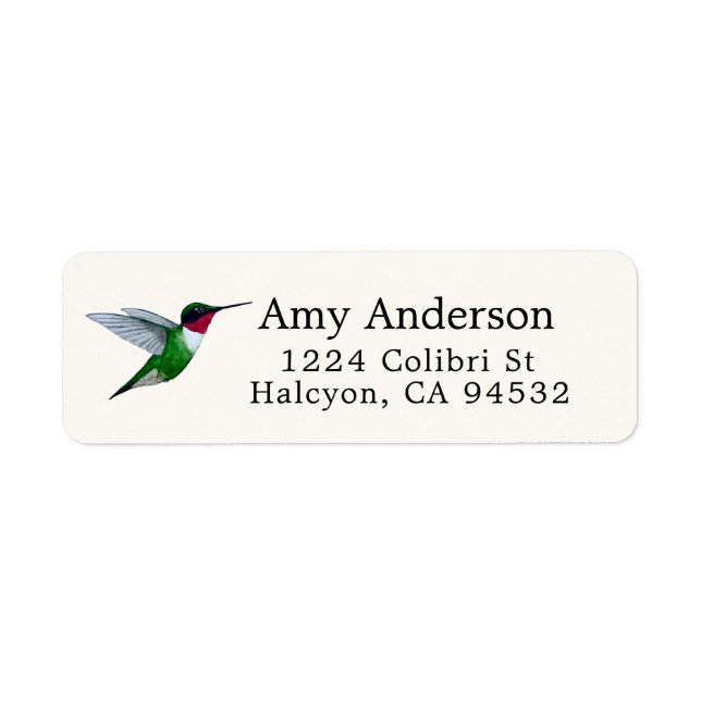 Ruby-throated Hummingbird Return Address Label (Front)