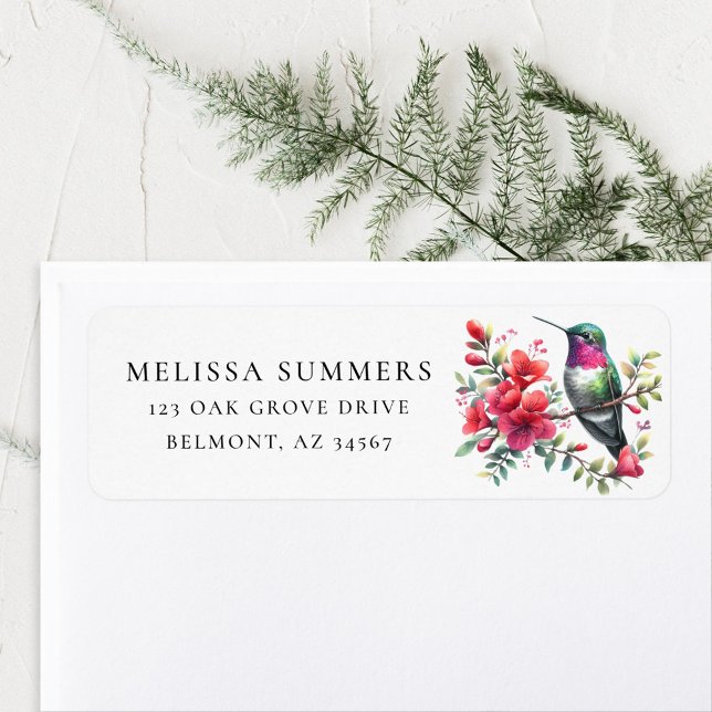 Ruby-Throated Hummingbird Return Address Label (Creator Uploaded)