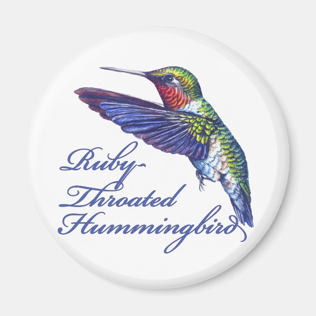 Ruby Throated Hummingbird Scripted Magnet (Front)