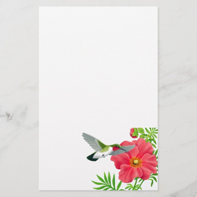 Ruby Throated Hummingbird Stationery (Front)