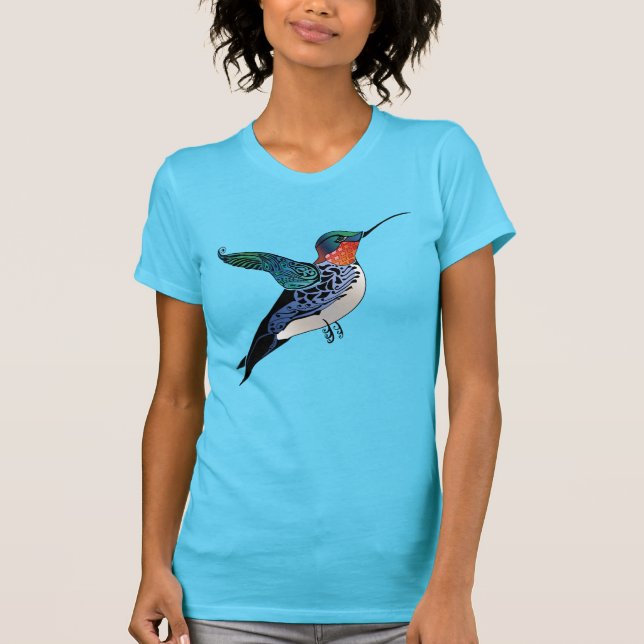 Ruby Throated Hummingbird Tattoo Style Art T-Shirt (Front)