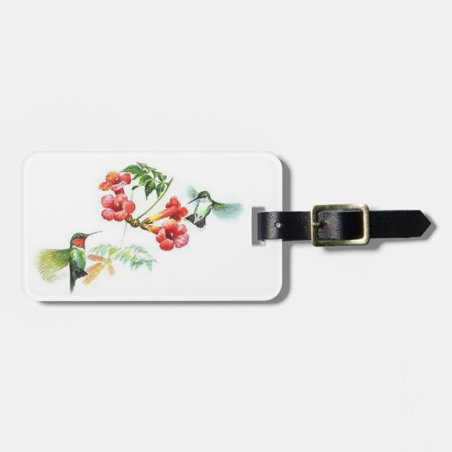 Ruby Throated Hummingbirds. Luggage Tag (Front Horizontal)