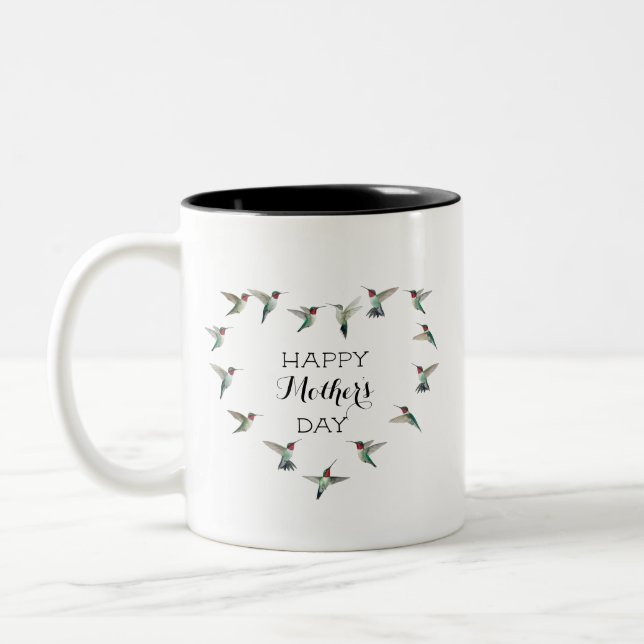Ruby-throated Hummingbirds Mother's Day Two-Tone Coffee Mug (Left)