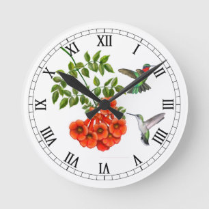 Ruby Throated Hummingbirds Wall Clock