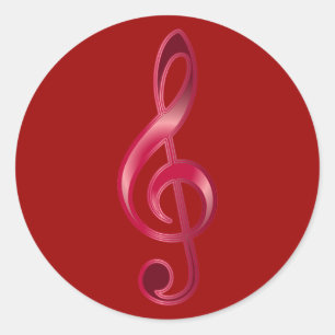 Ruby Treble Clef Classic Round Sticker
