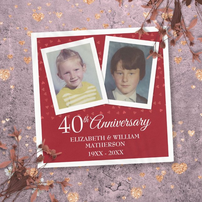 Ruby Wedding 40th Anniversary Childhood Photos Napkin (Ruby Wedding 40th Anniversary Childhood Photos Napkins)