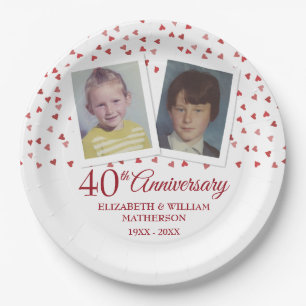 Ruby Wedding 40th Anniversary Childhood Photos Paper Plate