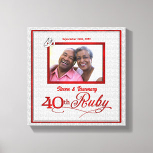 Ruby Wedding Anniversary 11x11-inch 40th Photo Canvas Print