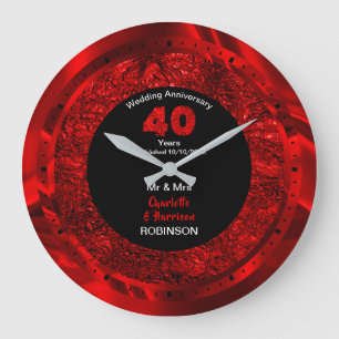 Ruby Wedding Anniversary 40 Years Personalised Lar Large Clock