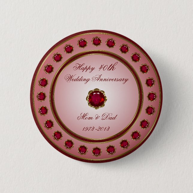 Ruby Wedding Anniversary Button (Front)