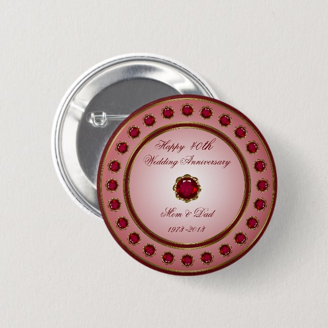 Ruby Wedding Anniversary Button (Front & Back)
