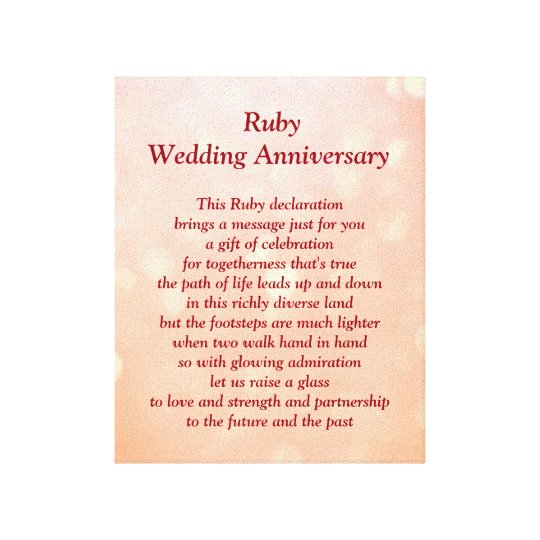 Ruby Wedding Anniversary Canvas Zazzle Co Uk