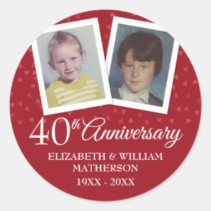 Ruby Wedding Anniversary Childhood Photos Classic Round Sticker