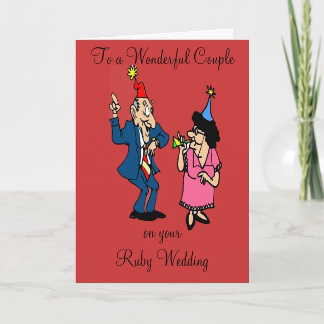 RUBY WEDDING ANNIVERSARY GREETING CARD (Front)