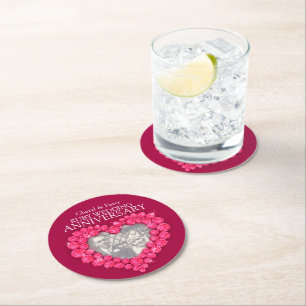 Ruby wedding anniversary heart photo red coasters