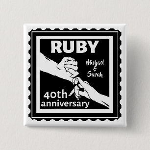 Ruby wedding anniversary holding hands 40th 15 cm square badge