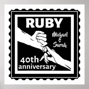 Ruby wedding anniversary holding hands 40th poster