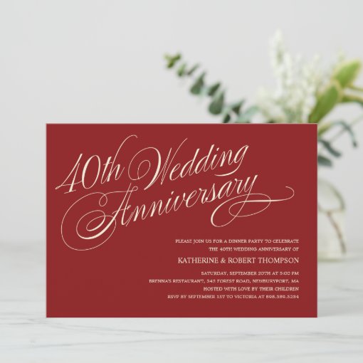 Ruby Wedding Anniversary Invitations Zazzle