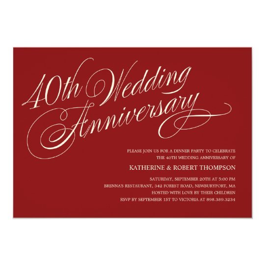 Ruby Wedding  Anniversary  Invitations  Zazzle co uk