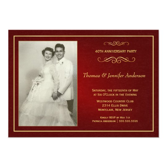 Ruby Wedding  Anniversary  Invitations  40th  Zazzle co uk 