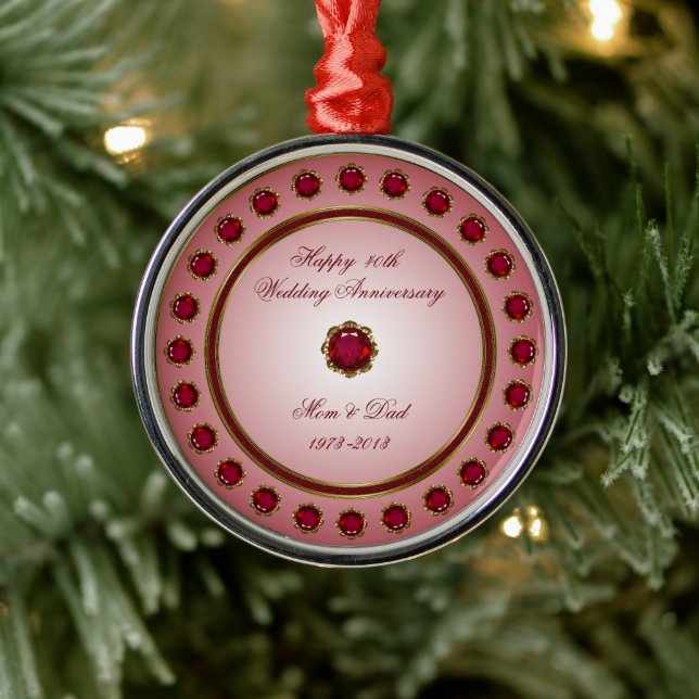 Ruby Wedding Anniversary Ornament (Tree)