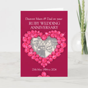 Ruby wedding anniversary parents photo card