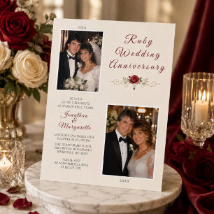 Ruby Wedding Anniversary Photo Celebration Invitation