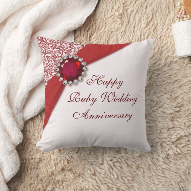 Ruby Wedding Anniversary Throw Pillow (Blanket)