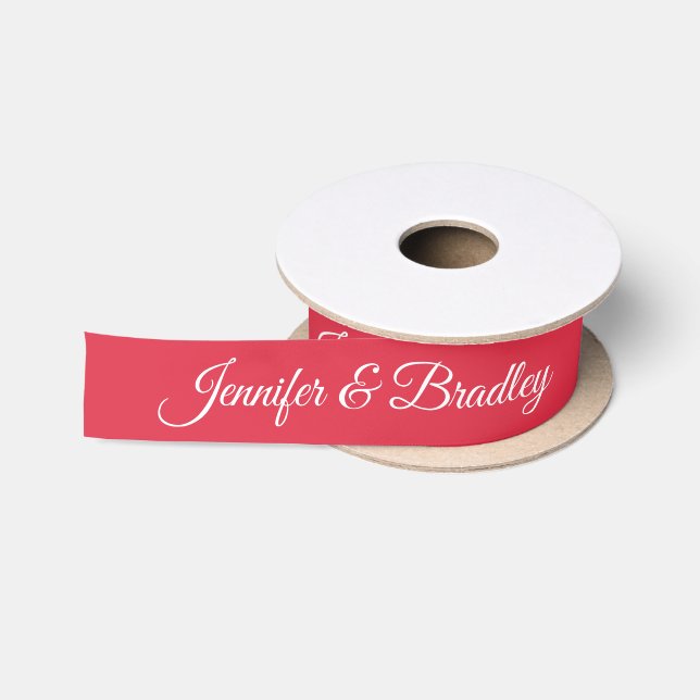 Ruby White Elegant Wedding Personalised Name Satin Ribbon (Spool)